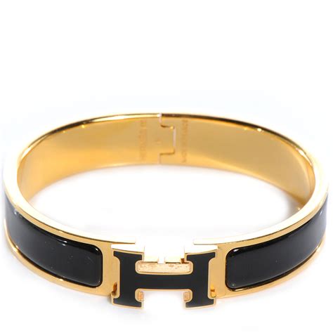 hermes enamel narrow clic clac h bracelet pm black|Hermes h bracelets.